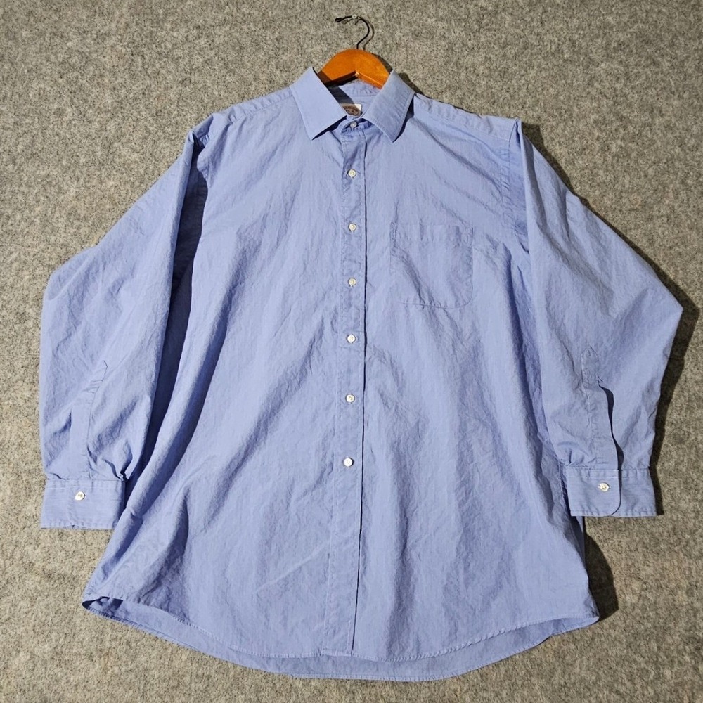 VTG Brooks Brothers Button Down Shirt Men 17.5-4 Blue Striped Long Sleeve Cotton